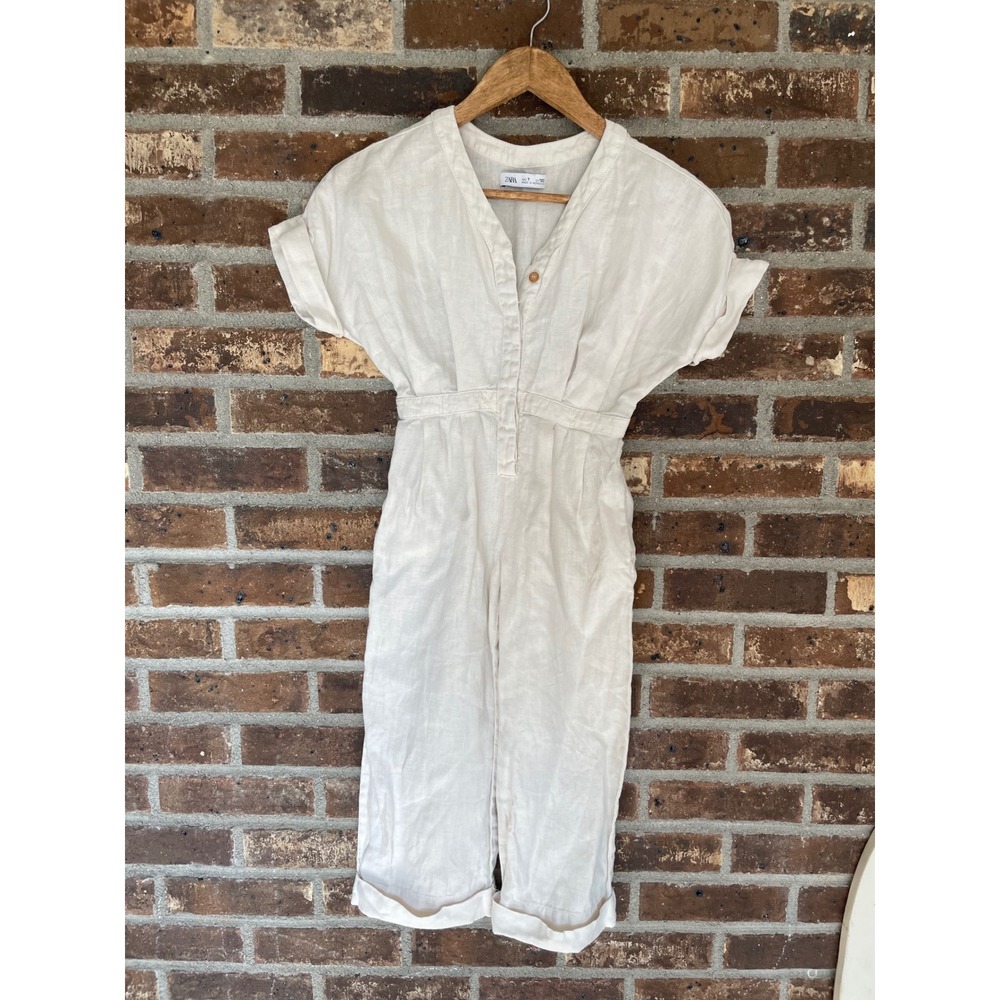 Zara Kids 100% Linen Full Length Jumpsuit